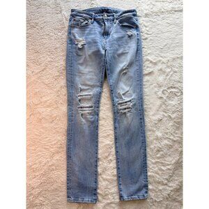 American Eagle Men's Jeans Cotton Blend Blue Size 30x34 Athletic Skinny Distress